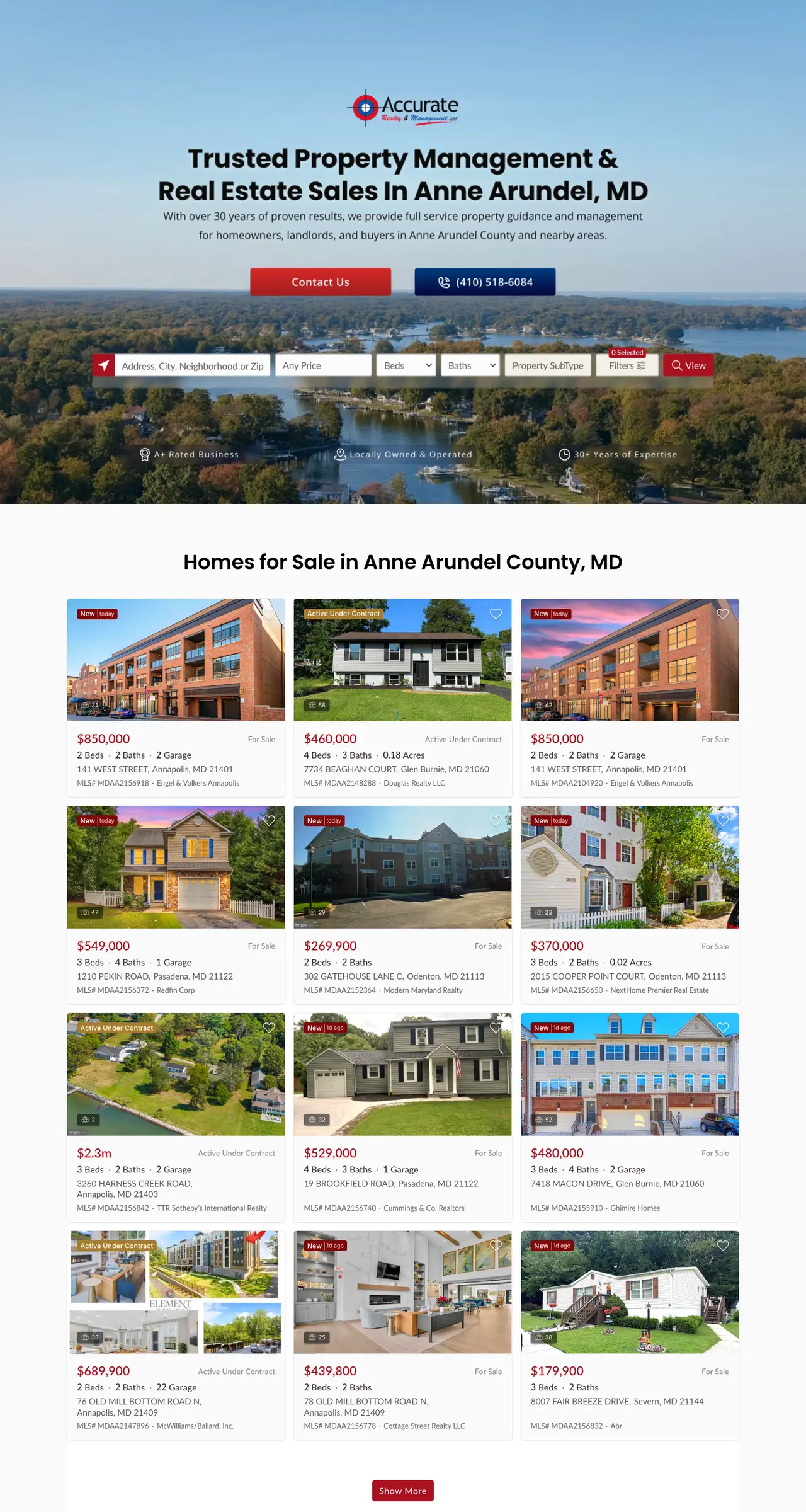Accurate Realty website, built by Poe Tech